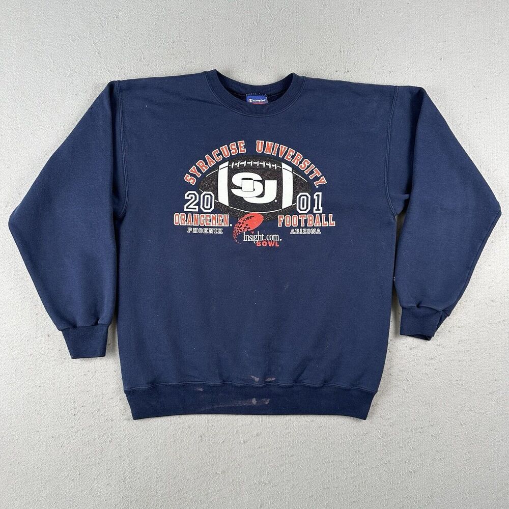 Y2K 2001 Syracuse University Sweatshirt Men's Medium‎ Blue Champion Football